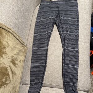 lululemon athletica Black and Gray Striped Leggings